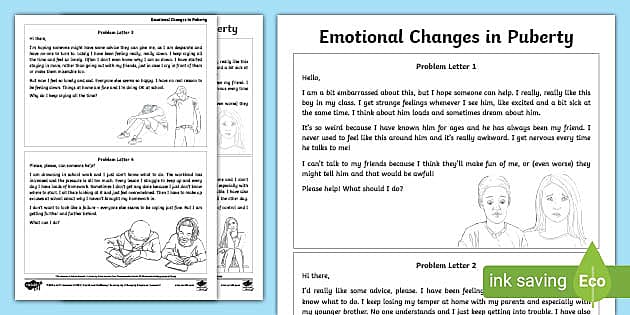 RSE Emotional Changes Puberty Activity Problem Letters KS2