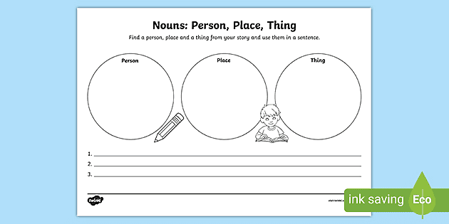 Nouns Person Place Thing Comprehension Worksheet - comprehension