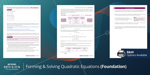 👉 Forming and Solving Quadratic Equations (Foundation) | Maths