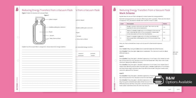 Reducing Energy Transfers from a Vacuum Flask Worksheet