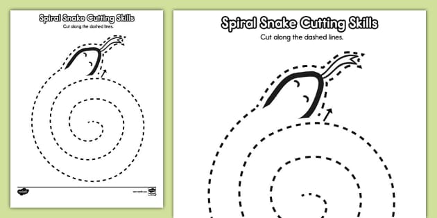 Spiral Snake Cutting Skills Activity (Teacher Made) Twinkl