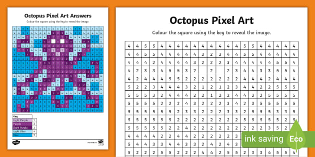 FREE! - Octopus Pixel Art Template (Hecho por educadores)