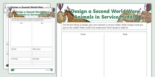 Service Animals Handout.pdf Design a Second World War Animals in Service Medal Worksheet