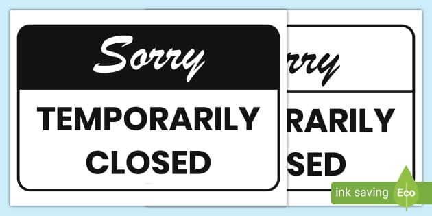 Sorry were temporarily closed will be back soon Vector Image