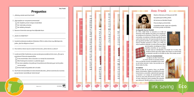 50 Preguntas Del Diario De Ana Frank Con Respuestas