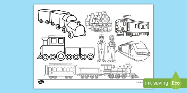 Train Doodle Colouring Page (teacher made) - Twinkl