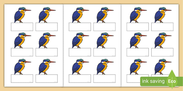 Kingfisher Themed Self-Registration Labels (teacher made)