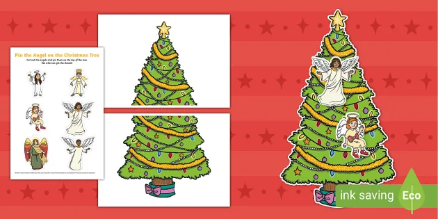 Pin the ornament on sale on christmas tree game