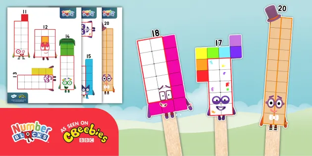 FREE Numberblocks: 11-20 Stick Puppets (Teacher-Made)