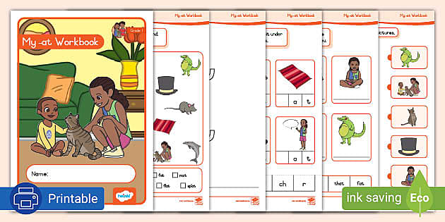 Grade 1 Phonics: At: Workbook (Teacher-Made) - Twinkl