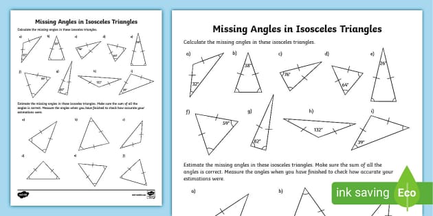 isosceles equilateral and right triangles worksheet