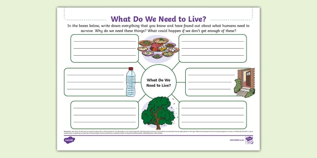 What Do We Need to Live? Mind Map (teacher made) - Twinkl