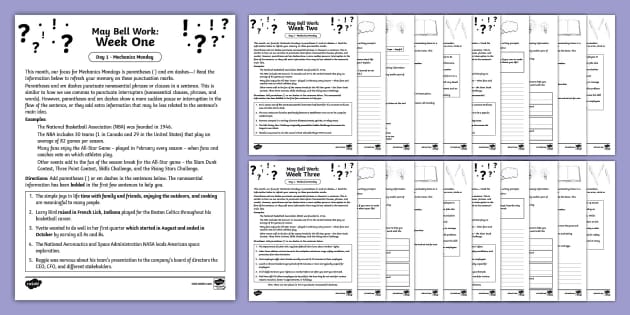 Sixth Grade ELA May Bell Work Bundle - Twinkl