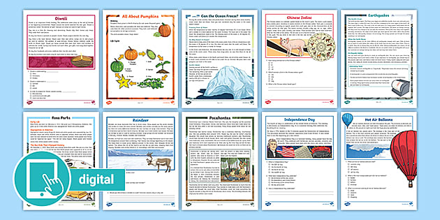 fourth grade reading comprehension activity pack