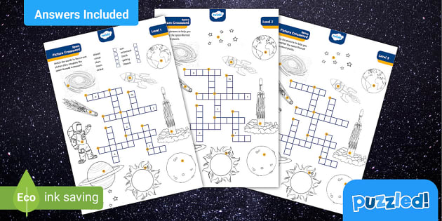 Fun Space Crossword Picture Puzzle Puzzles for Kids