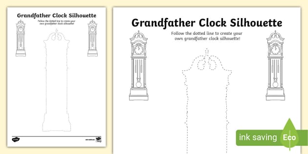 Grandfather Clock Silhouette Drawing Activity (teacher made)