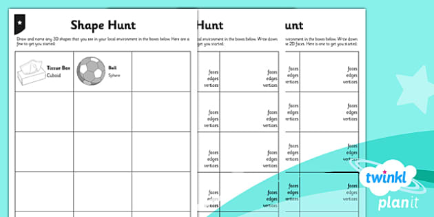 PlanIt Maths Y3 Properties of Shapes Shape Hunt Home Learning