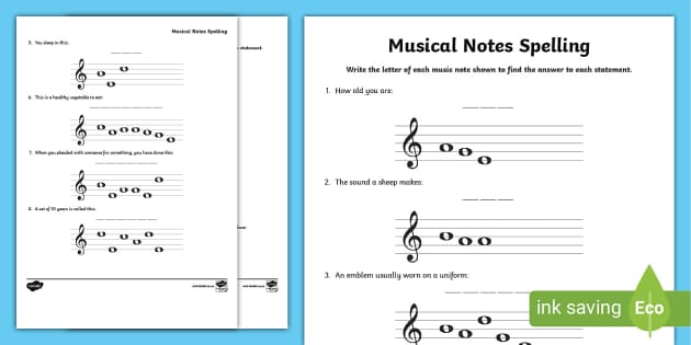 Musical Notes Spelling Teacher Made Twinkl 