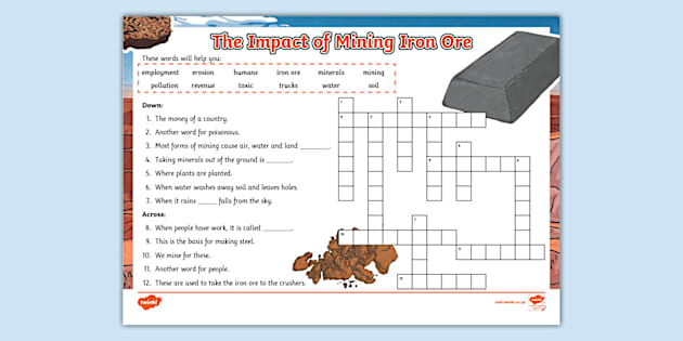 Impact of Mining Iron Ore Crossword Twinkl