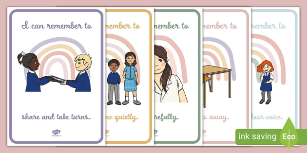 Muted Rainbow Themed Good Manners Display Posters - Twinkl