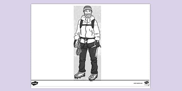 FREE! - Male Mountain Climber Colouring Sheet (teacher made)