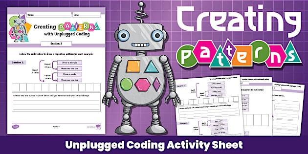 Performance Testing Sheets Creating Patterns Unplugged Coding Activity Sheet