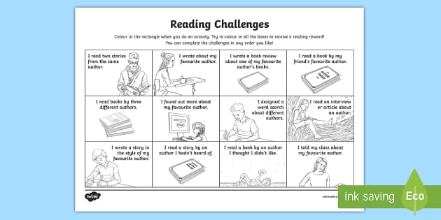 Author Reading Challenge Worksheet (teacher made)