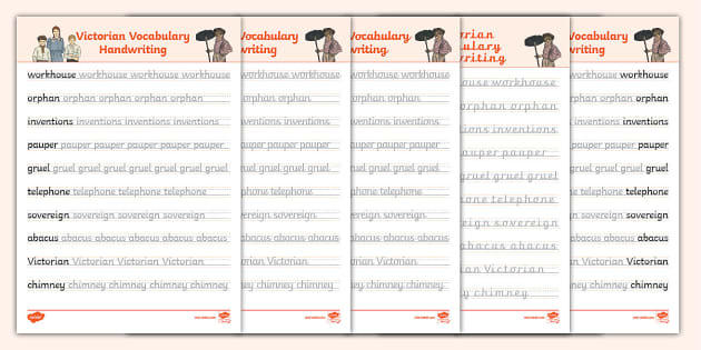 Victorian Vocabulary Handwriting Sheets (teacher made)