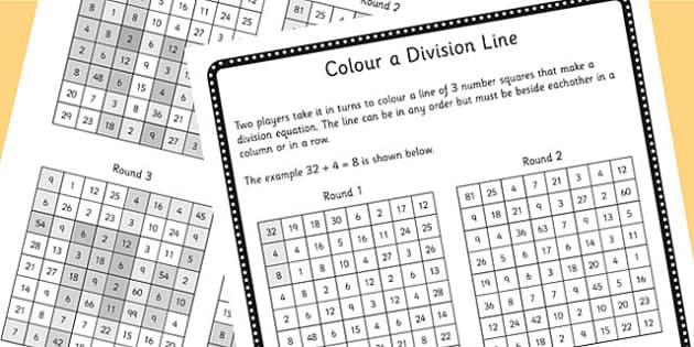 Colour a Division Line Game - Division for Grade 4 - Twinkl