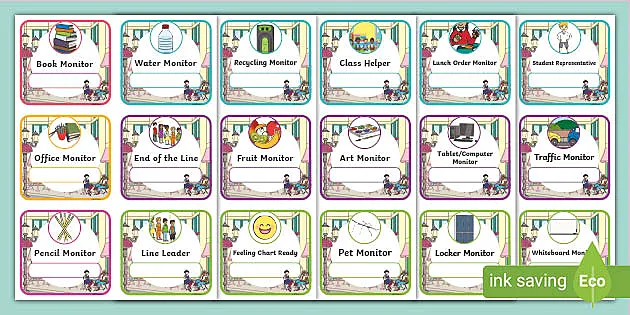 French Parisian Monitor and Job Cards (teacher made)