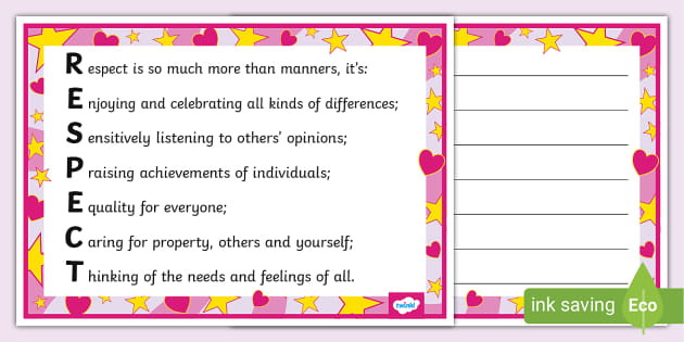 Respect Acrostic Poem Template and Example - KS2 - Twinkl