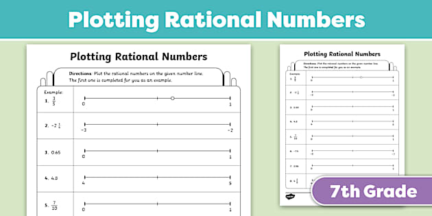 Seventh Grade Math Basic Skills Plotting Rational Numbers Practice ...