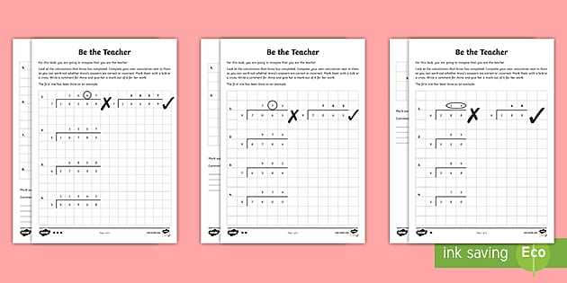 Finding Mistakes in Short Division Calculations Worksheets