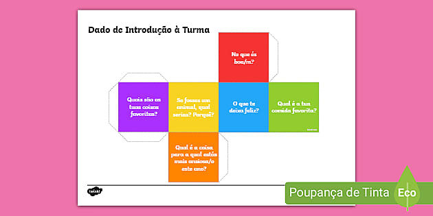 Dado de Perguntas de Introdução à Turma (professor feito)