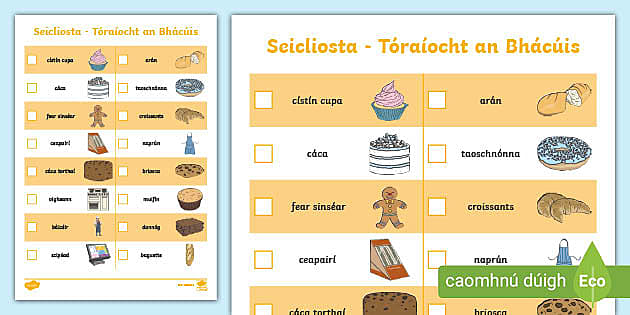 The Bakery Aistear Hunt Checklist Gaeilge