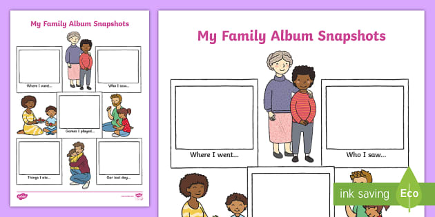 My Family Album Snapshots Worksheet / Worksheet