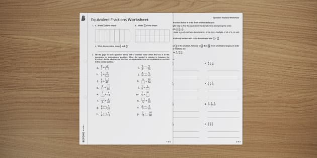 Equivalent Fractions Worksheet* (teacher Made) - Twinkl