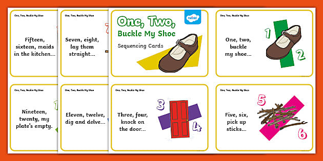 One Two Buckle My Shoe Sequencing (4 per A4) (teacher made)