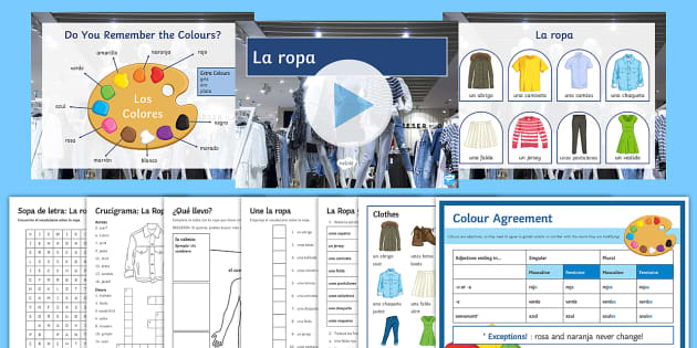 Spanish Clothing and Colors La Ropa y Los Colores Task Cards by