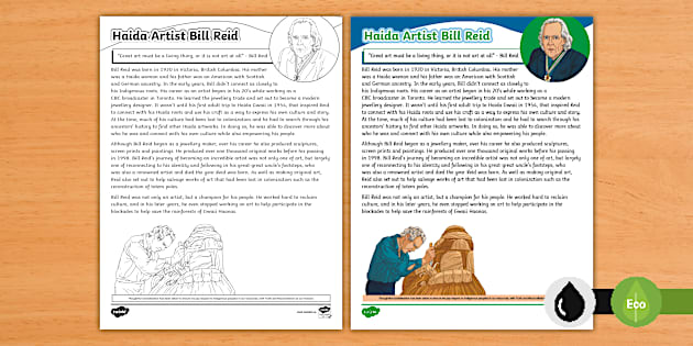 FREE! - Haida Artist Bill Reid Fact File (teacher made)