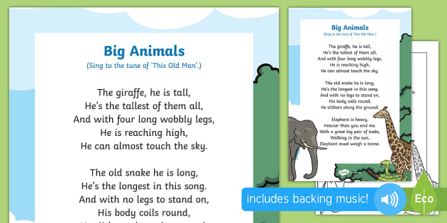 Big Animals Song (teacher made) - Twinkl