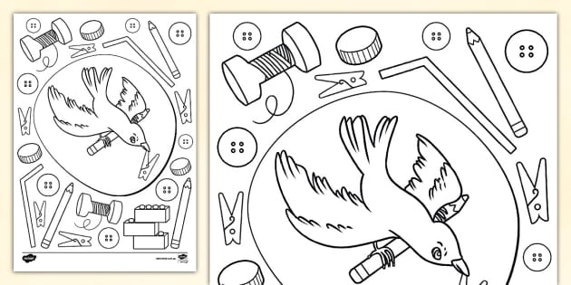 ‘Bowerbird Blues’ Colouring Page (teacher made) - Twinkl