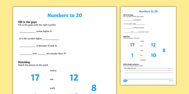 Numbers To 20 Worksheet Worksheet Worksheet Twinkl