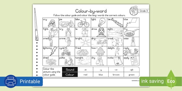 Grade 3 Phonics Colouring Page long i (Teacher-Made)