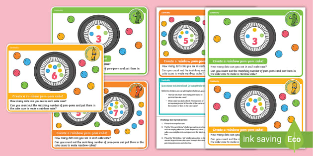 EYFS Maths Counting Chilli Challenges: Rainbow Pom-Pom Cakes