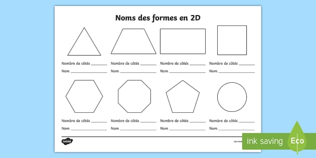 Les formes simples FRENCH basic geometric shapes printable 