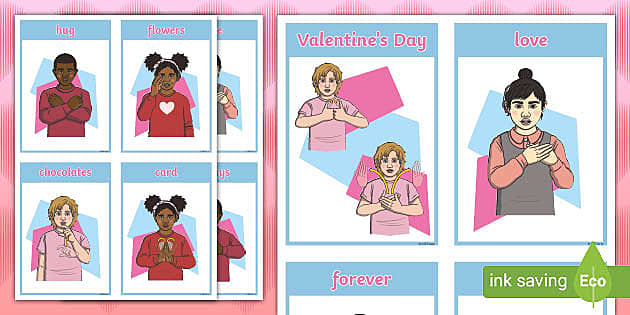 BSL Valentine's Day Flashcards (teacher made) - Twinkl