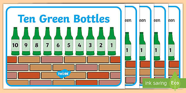 Ten Green Bottles Sequencing (4 per A4) - Twinkl