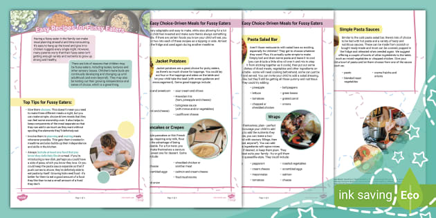 Easy Recipes for Fussy Eaters (teacher made) - Twinkl