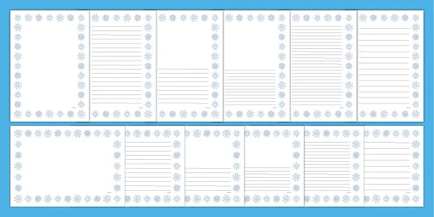 snowflake writing paper portrait page borders